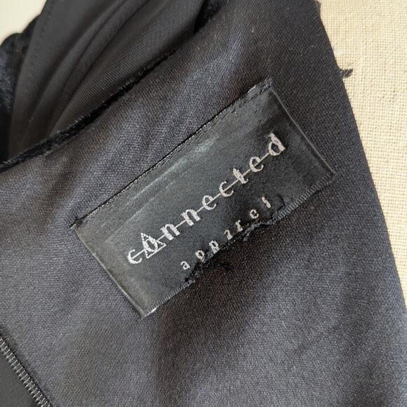 90s Vintage Velvet Short Sleeve Midi Formal Dress Gown With Chiffon Scarf Black - Picture 5 of 16